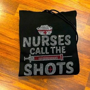 New custom Xl Nurse bling hoodie. Unisex in size and black in color.